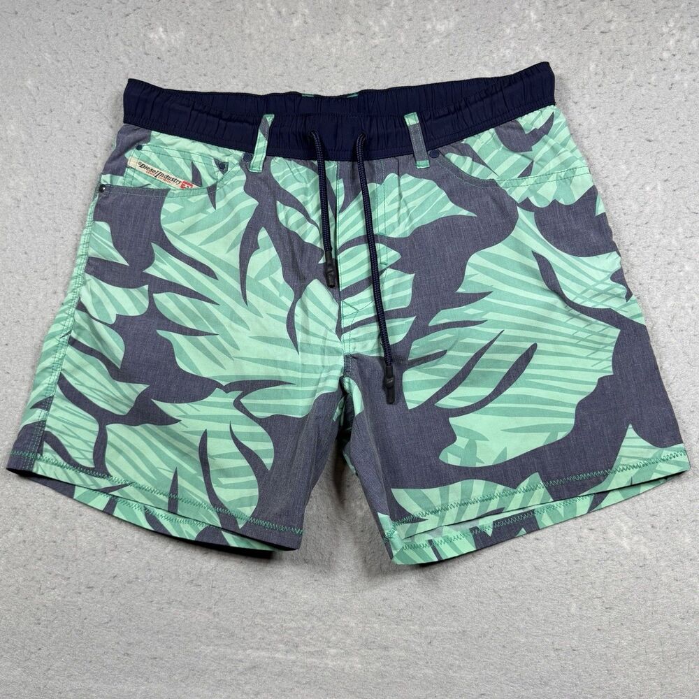Diesel Beachwear Shorts Men’s Medium Blue  Drawstring Swim Beach Trunk